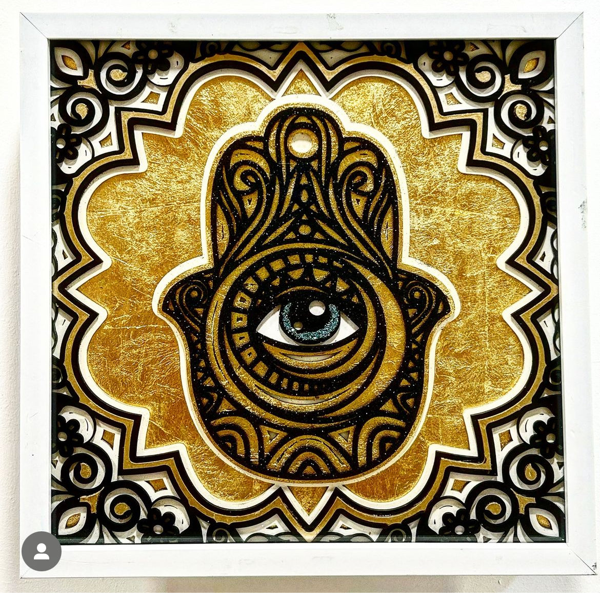 Radiant Gold Eye Hamsa Art Piece
