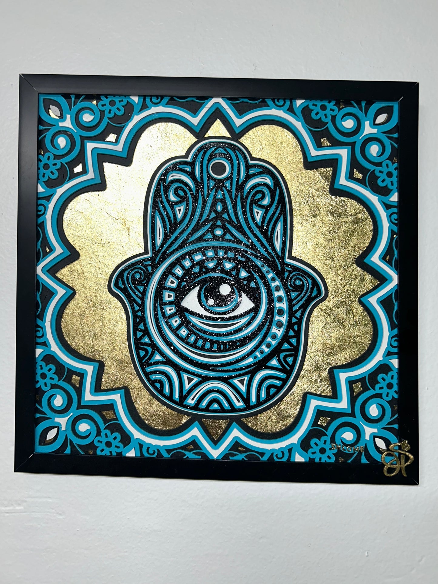 Turquoise Eye Hamsa Art Piece